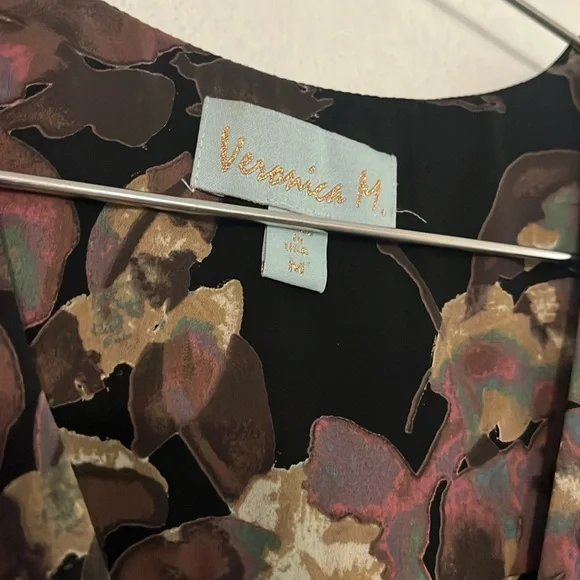 Veronica M Womens Dress Open Shoulder Black Floral Womens Dress Medium - Picture 2 of 6